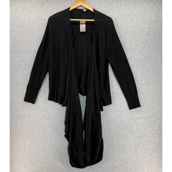 J. Jill Size Medium Black Drape Front Long Sleeve Cardigan Sweater 2 Way NWT - Picture 6 of 15